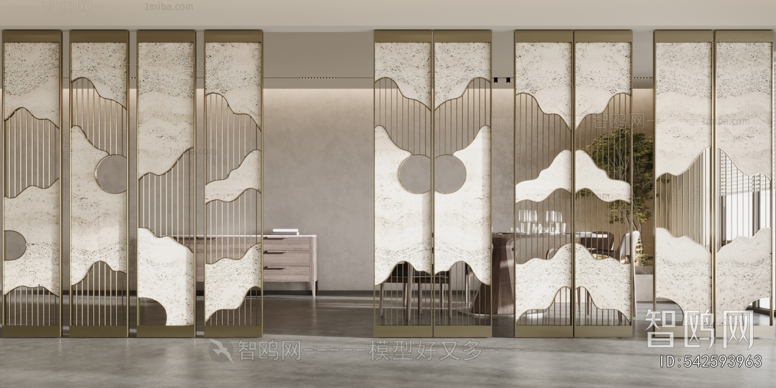 New Chinese Style Metal Screen Partition