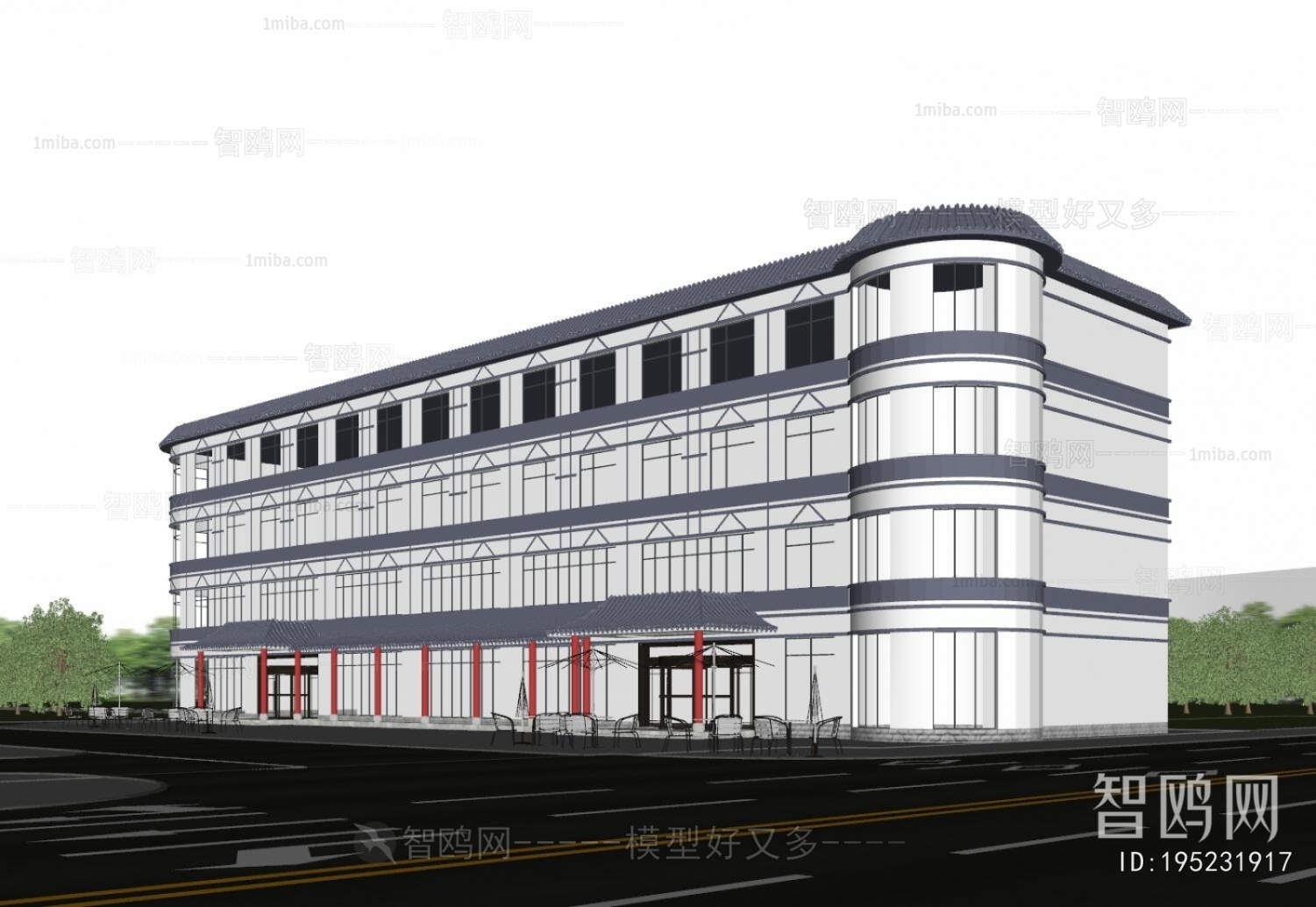 New Chinese Style Appearance Of Commercial Building