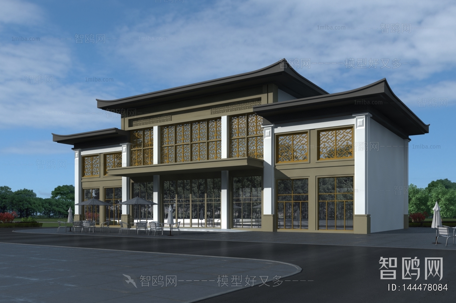 New Chinese Style Appearance Of Commercial Building