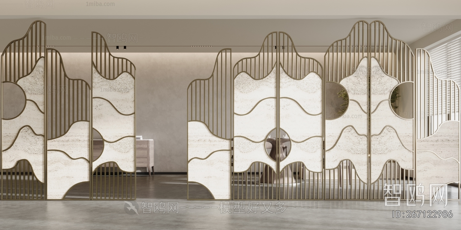 New Chinese Style Metal Screen Partition