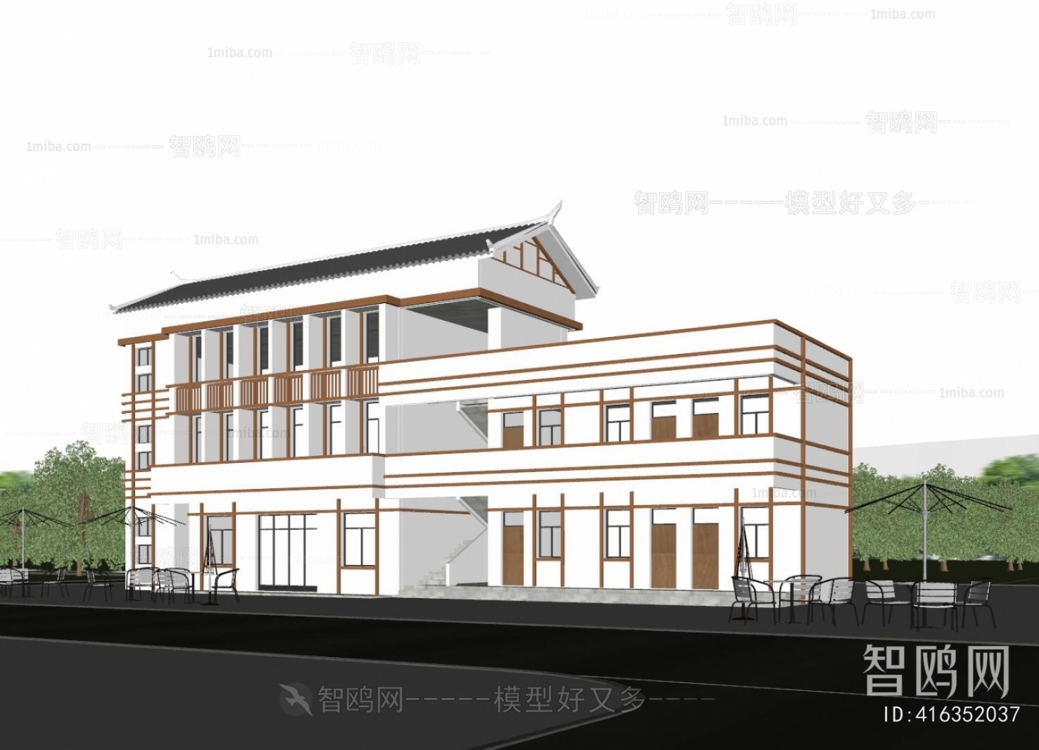 New Chinese Style Appearance Of Commercial Building