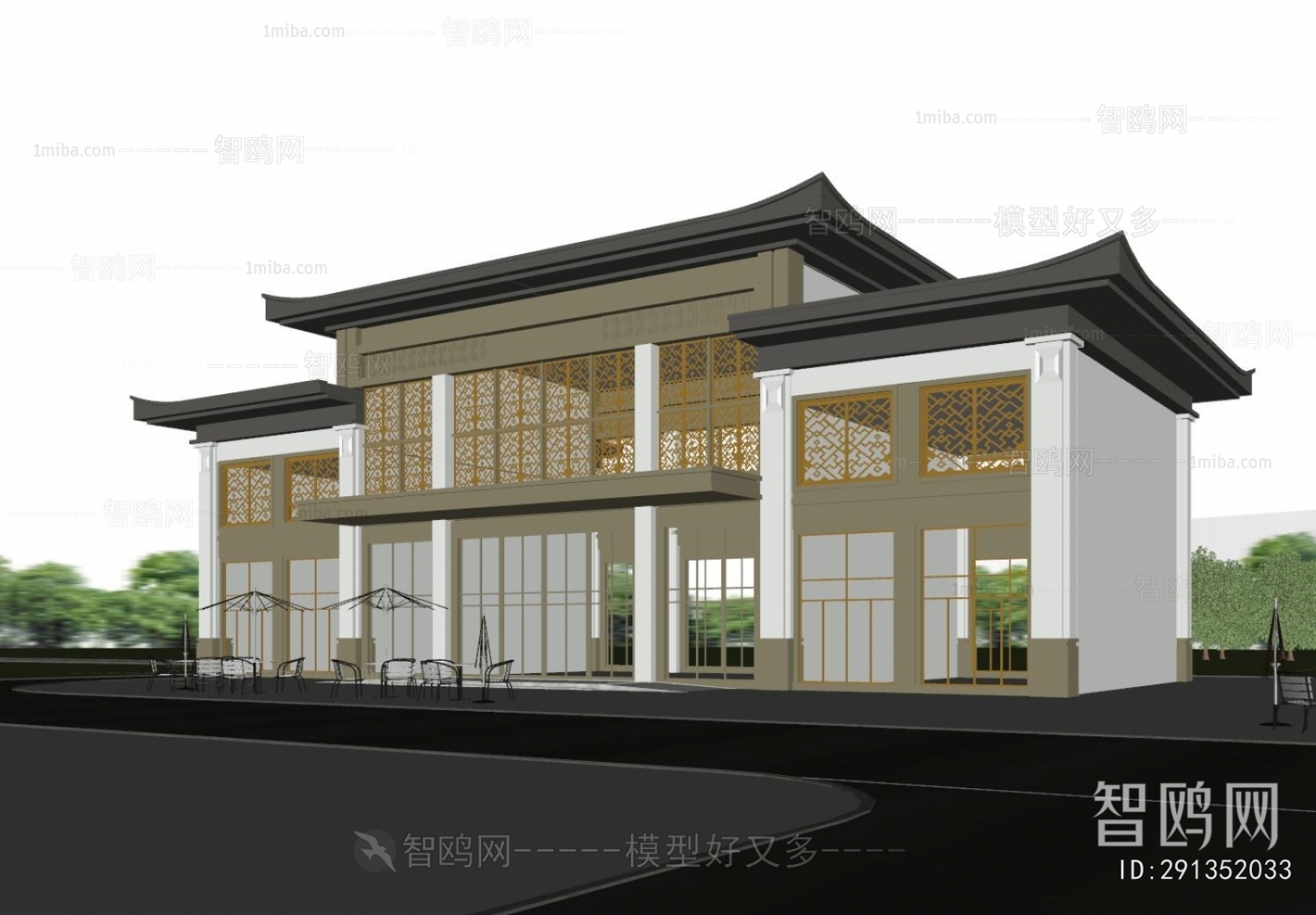 New Chinese Style Appearance Of Commercial Building