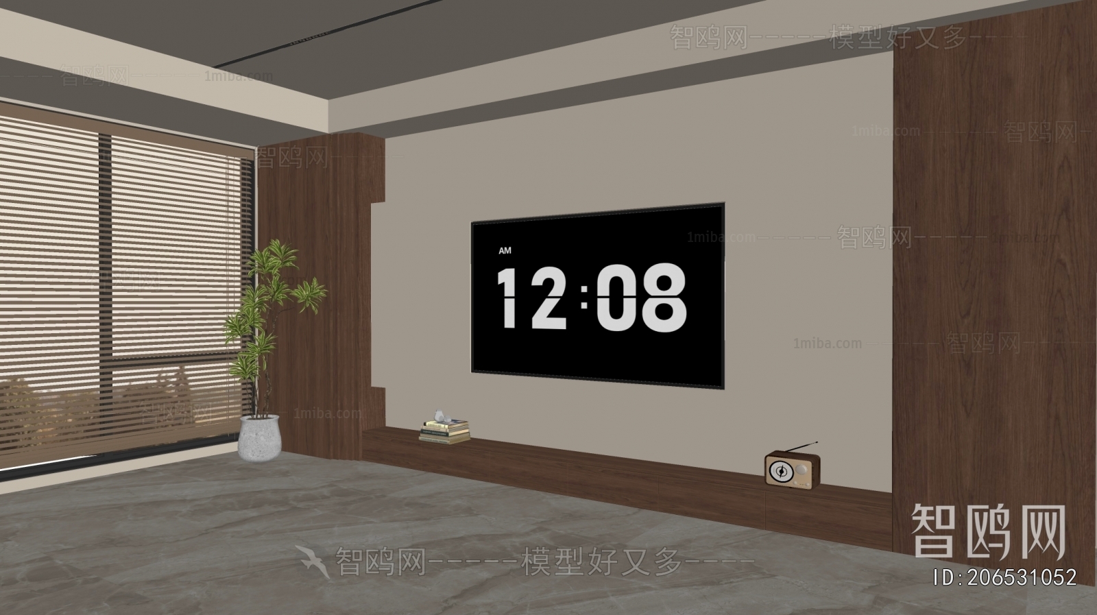 现代中古风电视背景墙