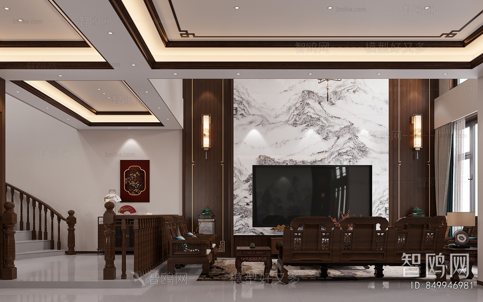 New Chinese Style A Living Room