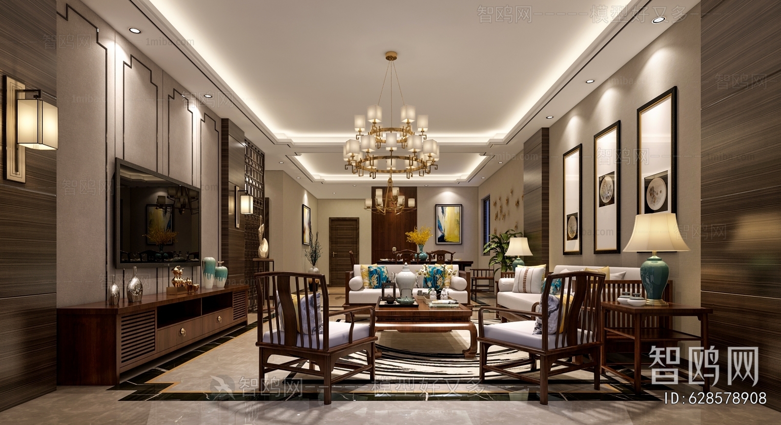 New Chinese Style A Living Room