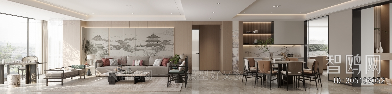 New Chinese Style A Living Room