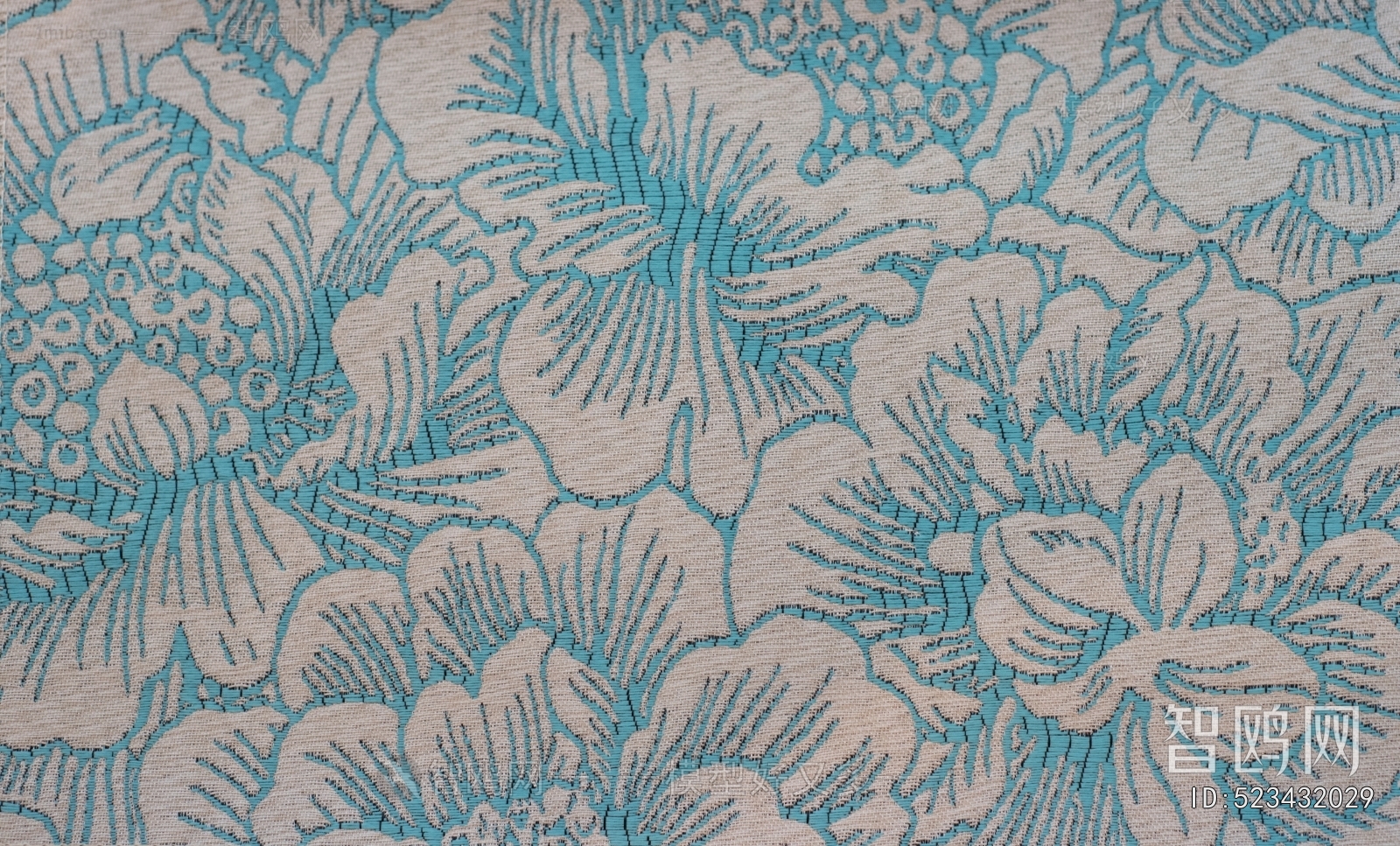 现代蓝色花纹布料