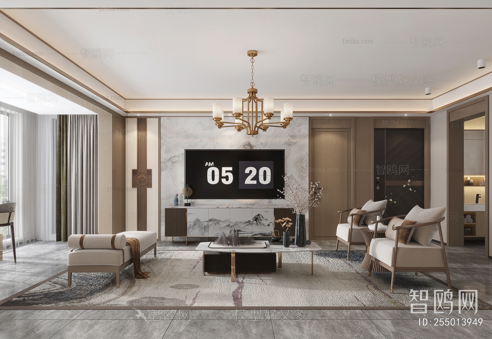 New Chinese Style A Living Room