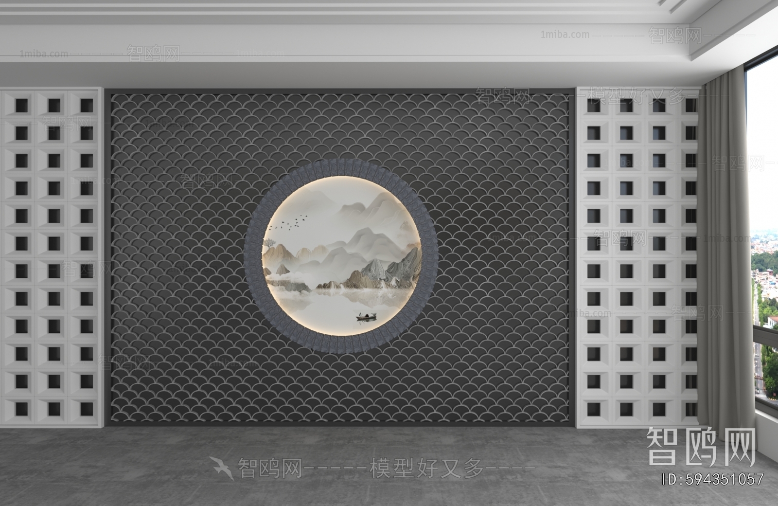 New Chinese Style TV Wall