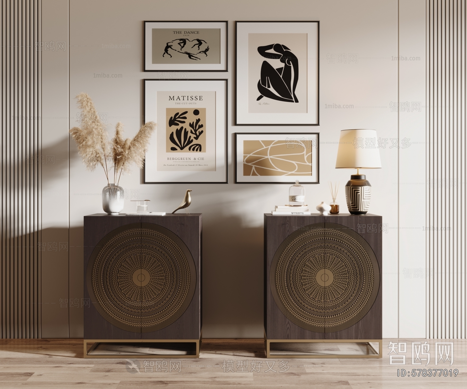 New Chinese Style Bedside Cupboard