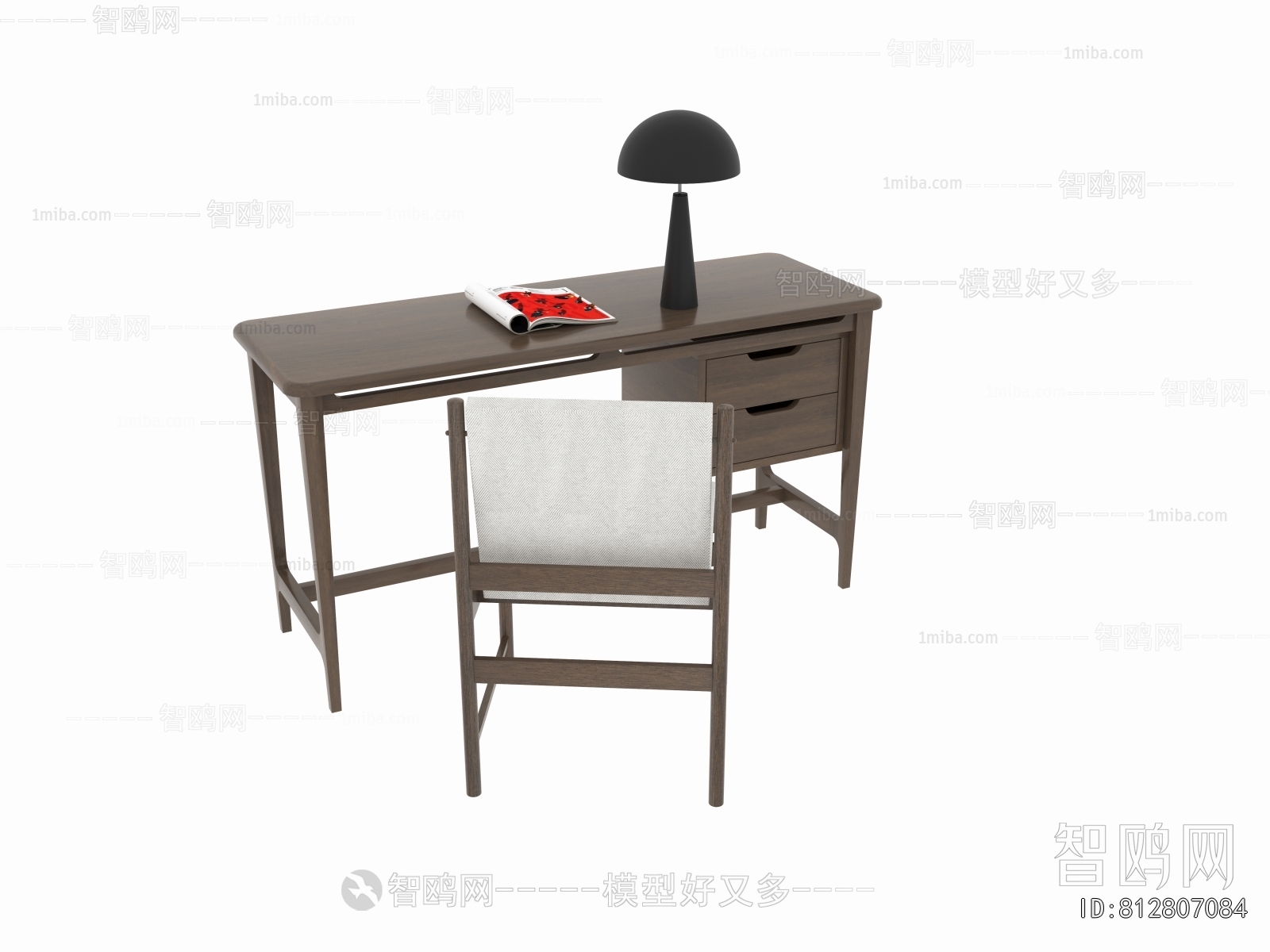 现代简约实木书桌椅组合