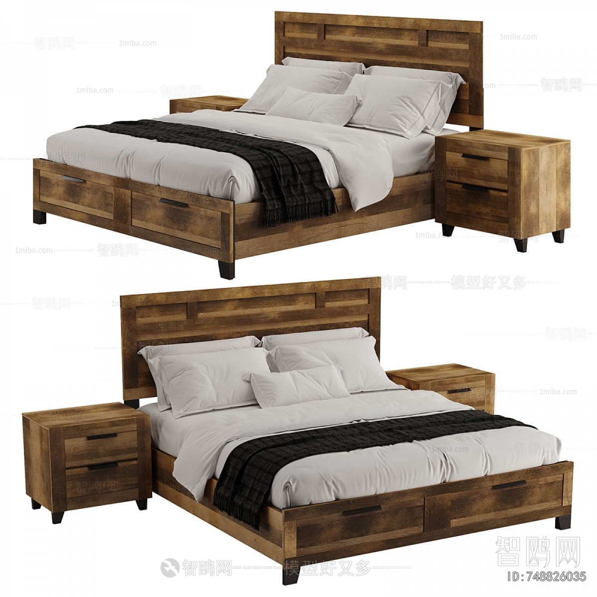 Wabi-sabi Style Double Bed