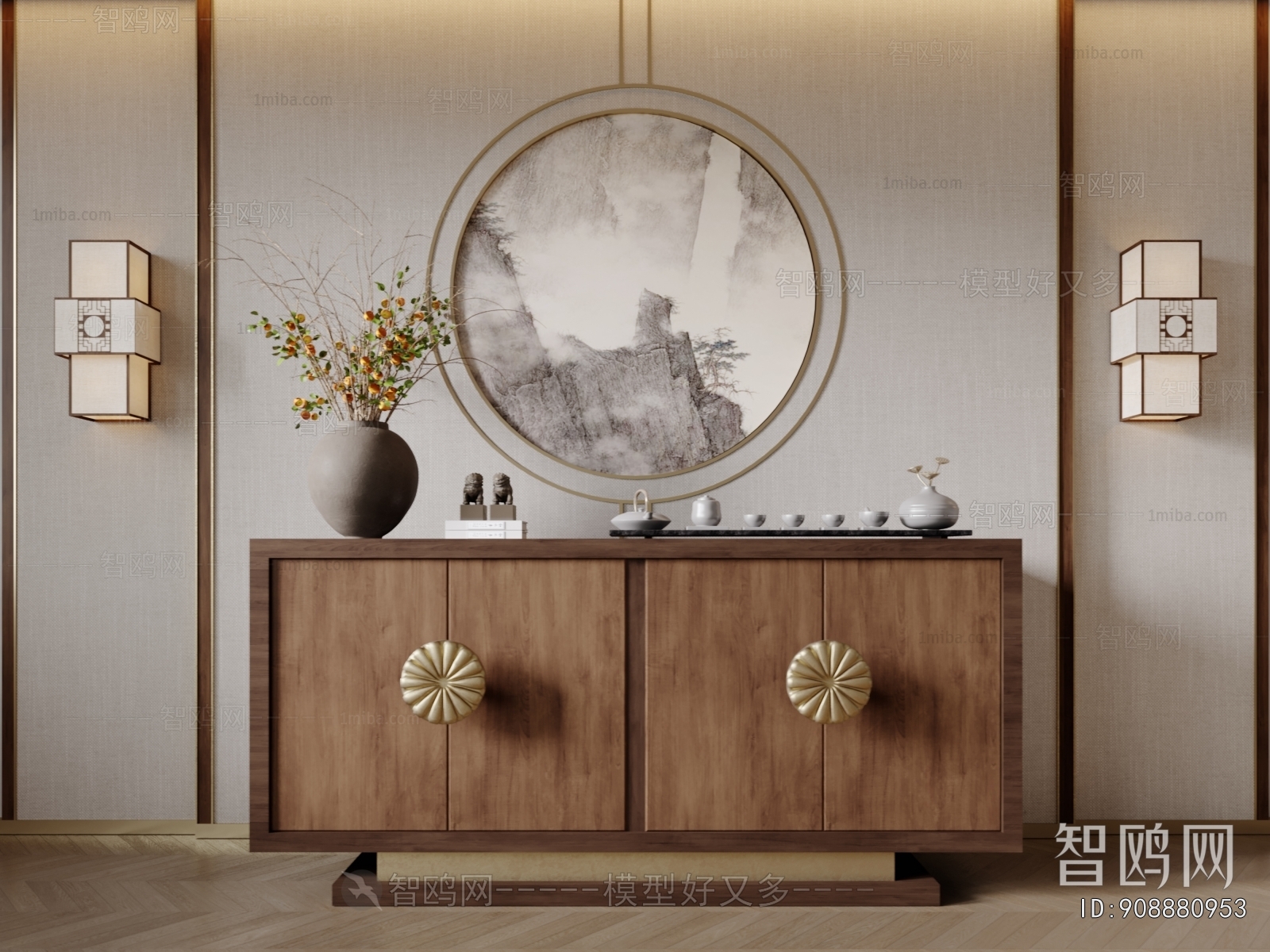 New Chinese Style Side Cabinet