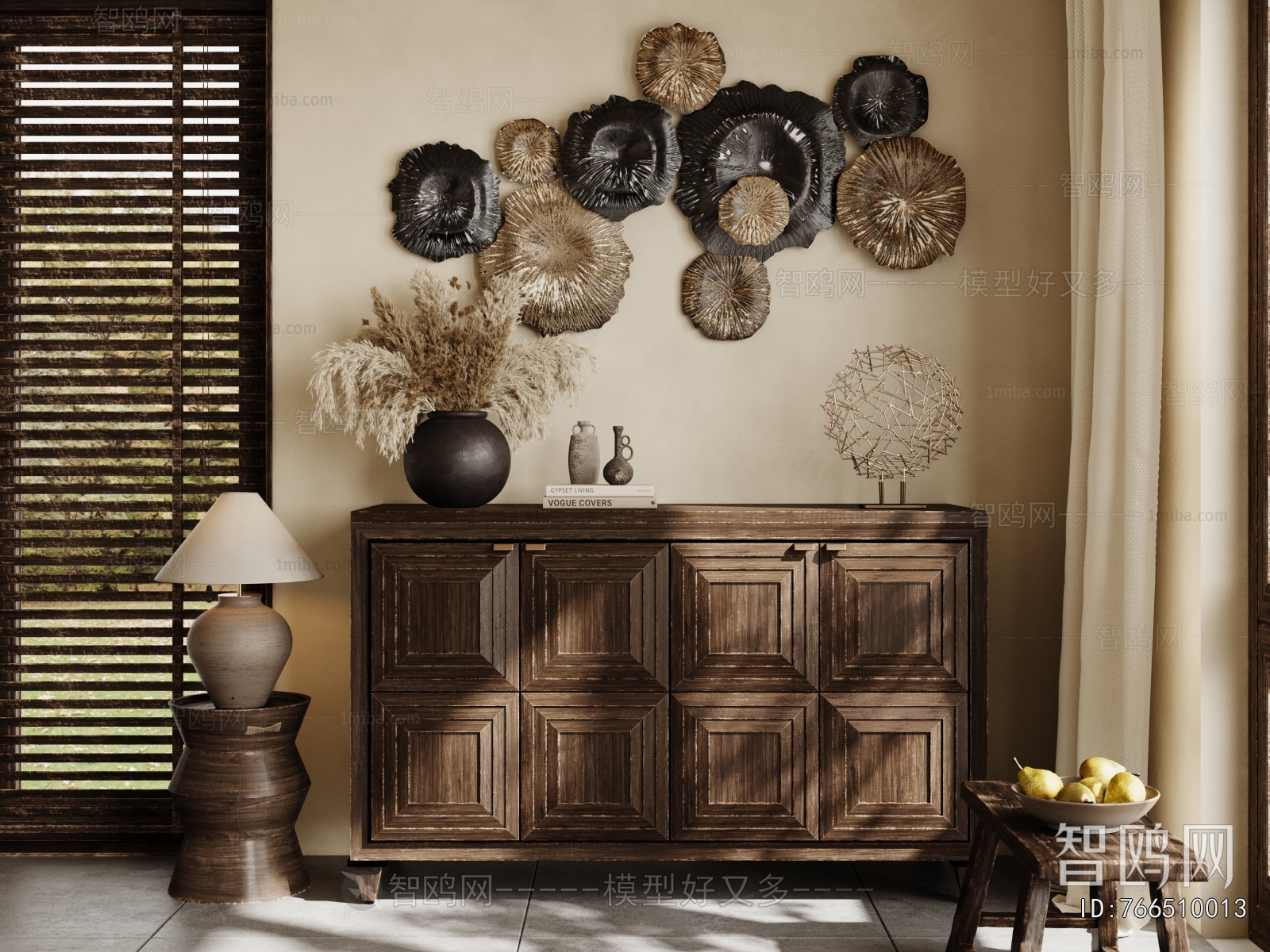 Wabi-sabi Style Side Cabinet