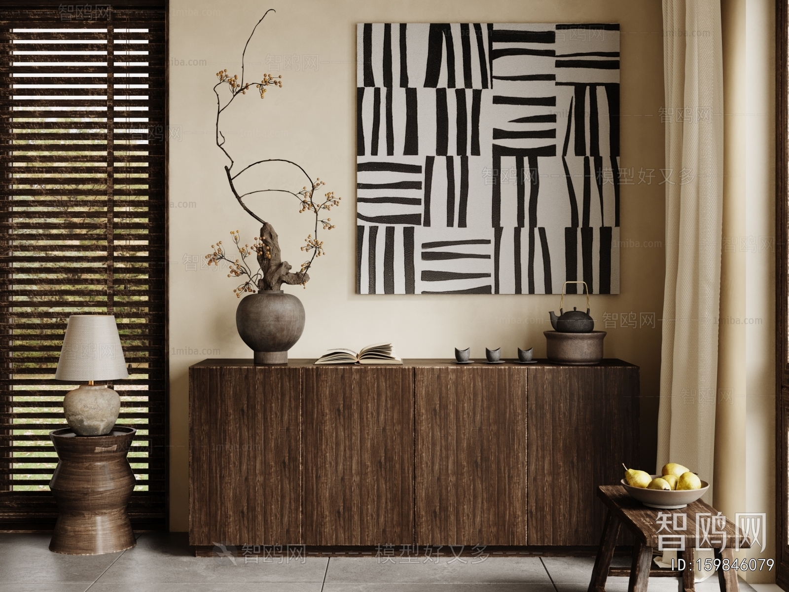 Wabi-sabi Style Side Cabinet