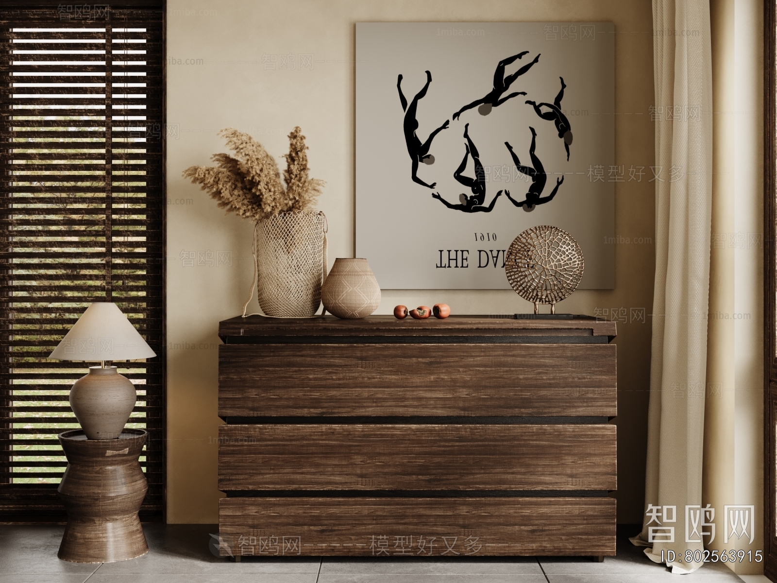 Wabi-sabi Style Side Cabinet