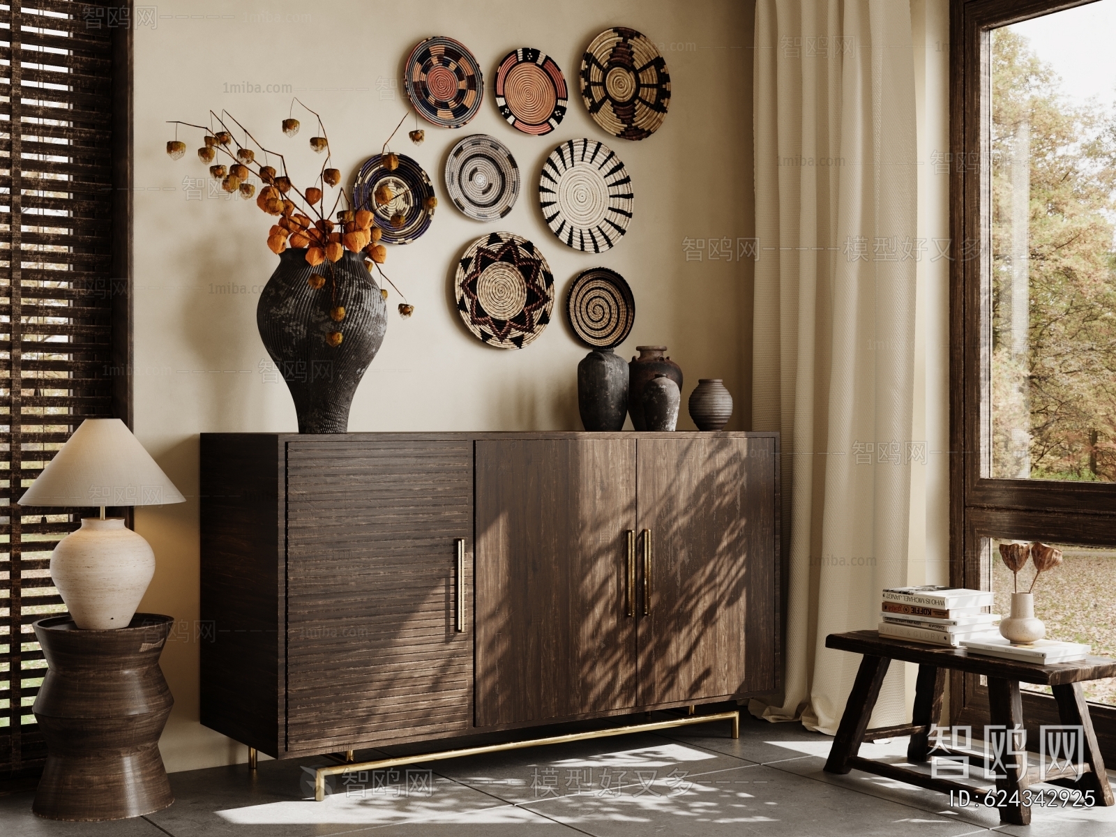 Wabi-sabi Style Side Cabinet