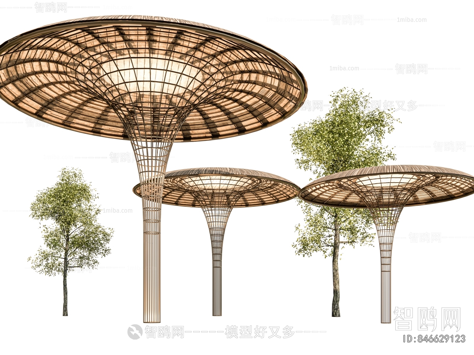 现代景观休闲廊架组合