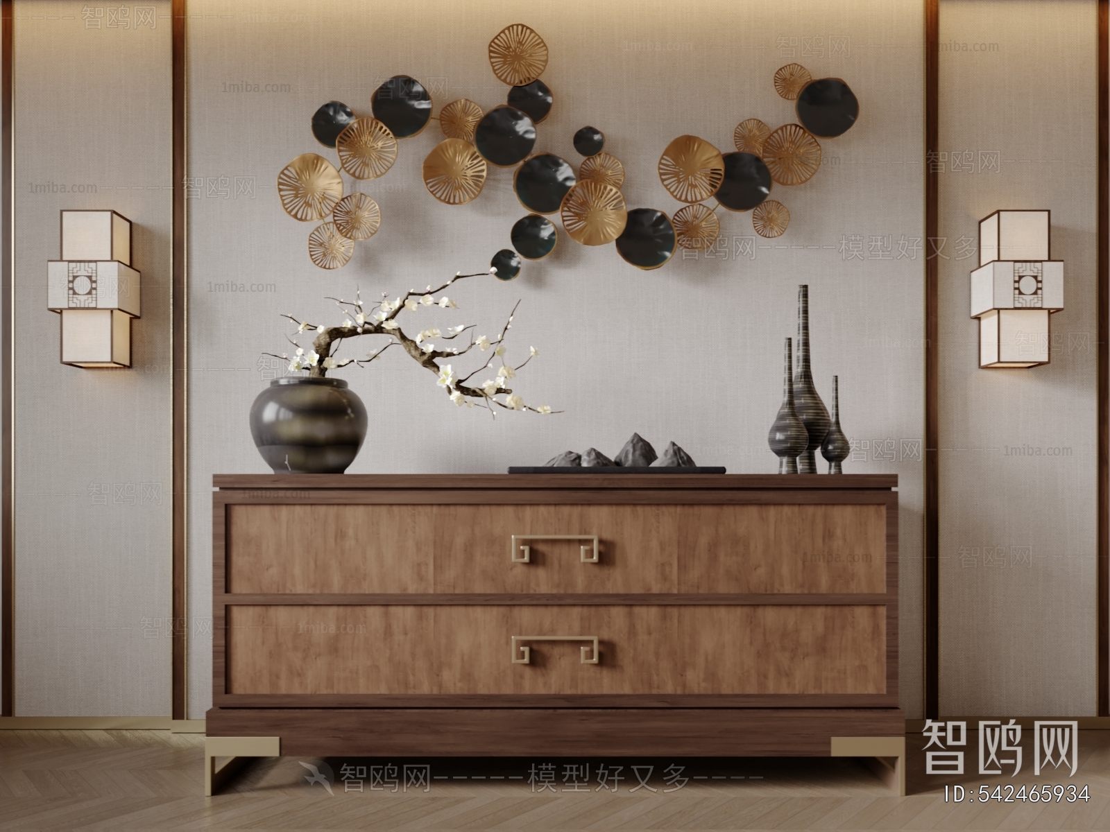 New Chinese Style Side Cabinet