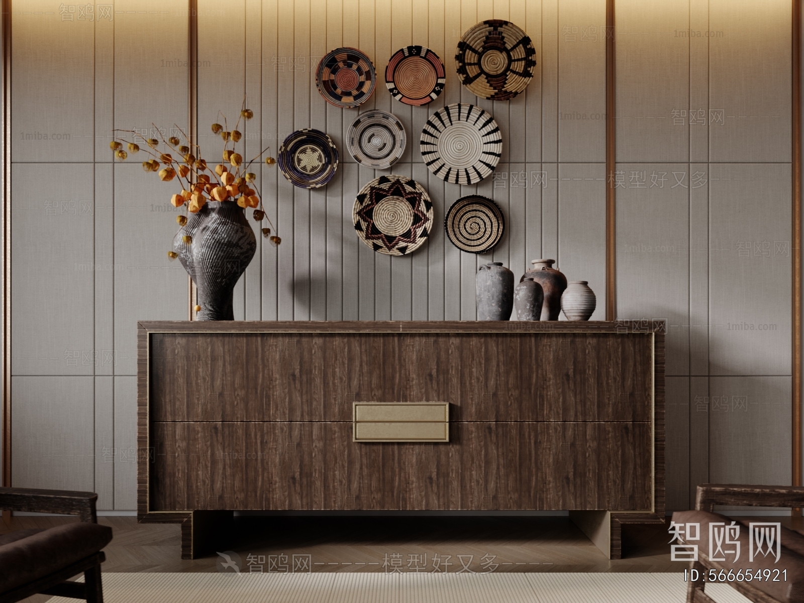 New Chinese Style Side Cabinet