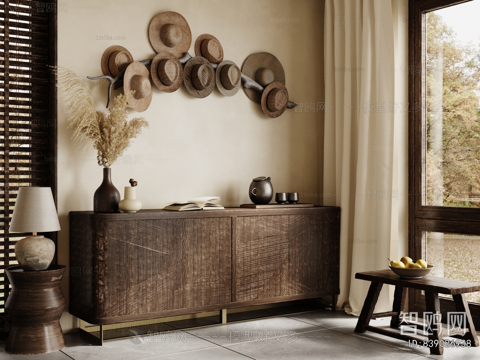 Wabi-sabi Style Side Cabinet