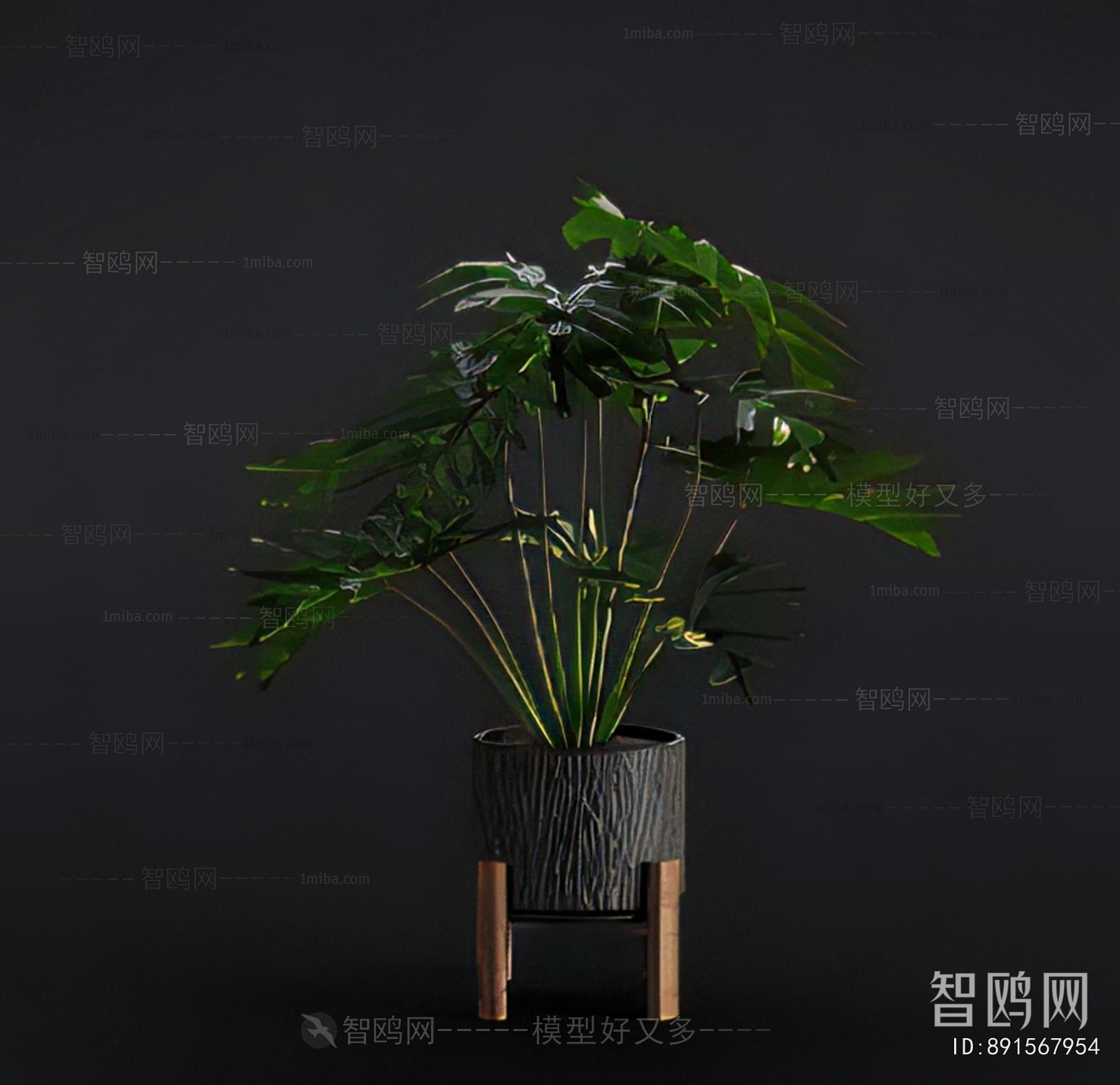 Modern Potted Green Plant