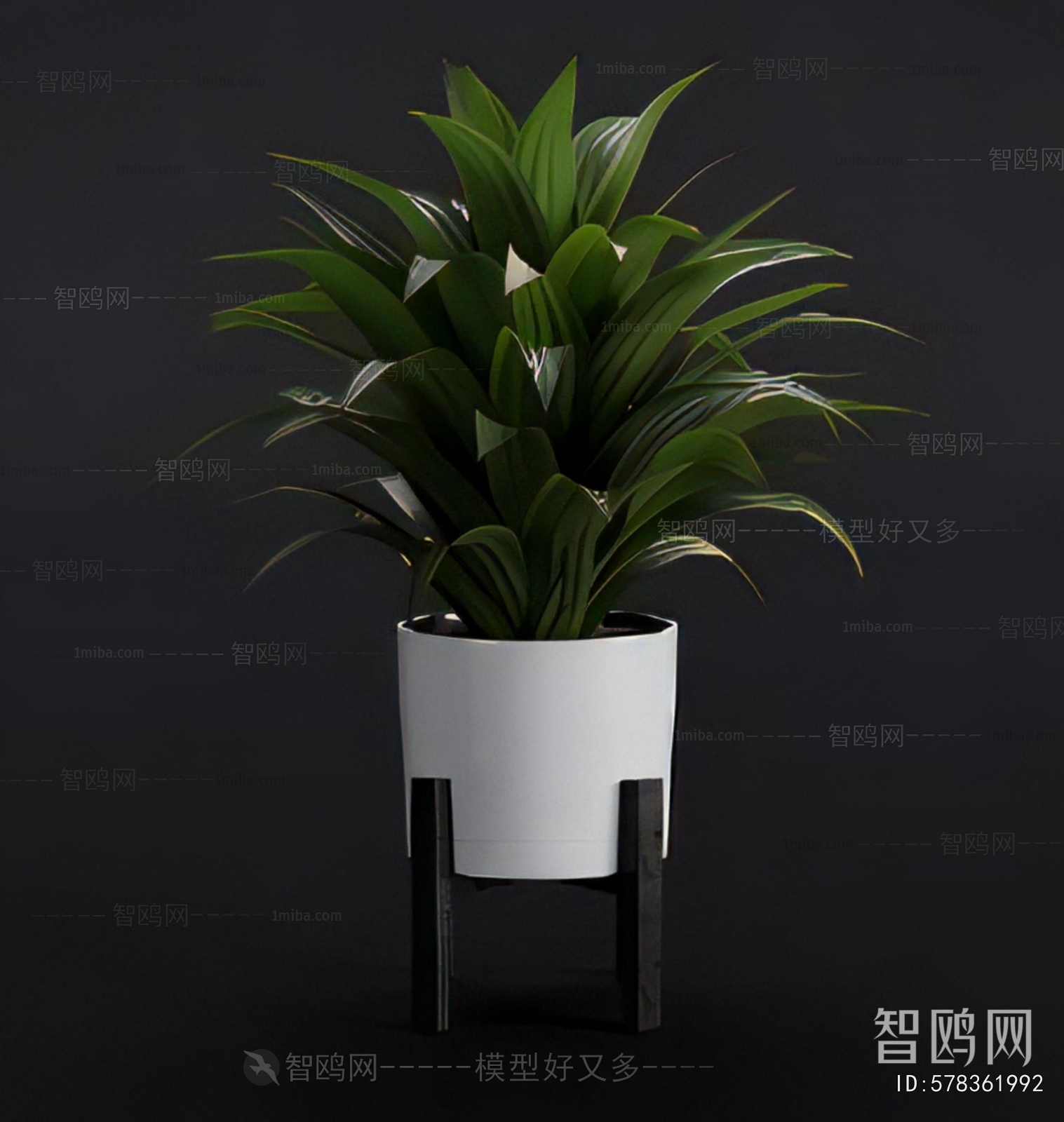 Modern Potted Green Plant