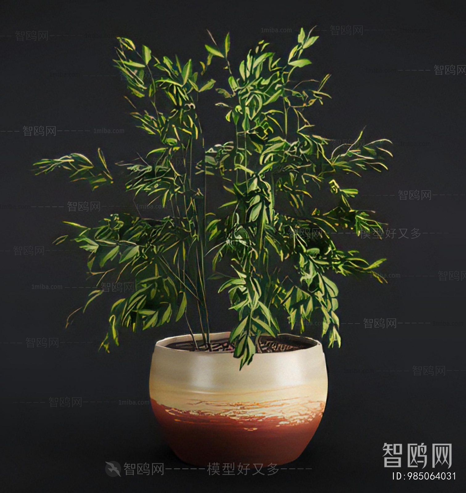 Modern Potted Green Plant