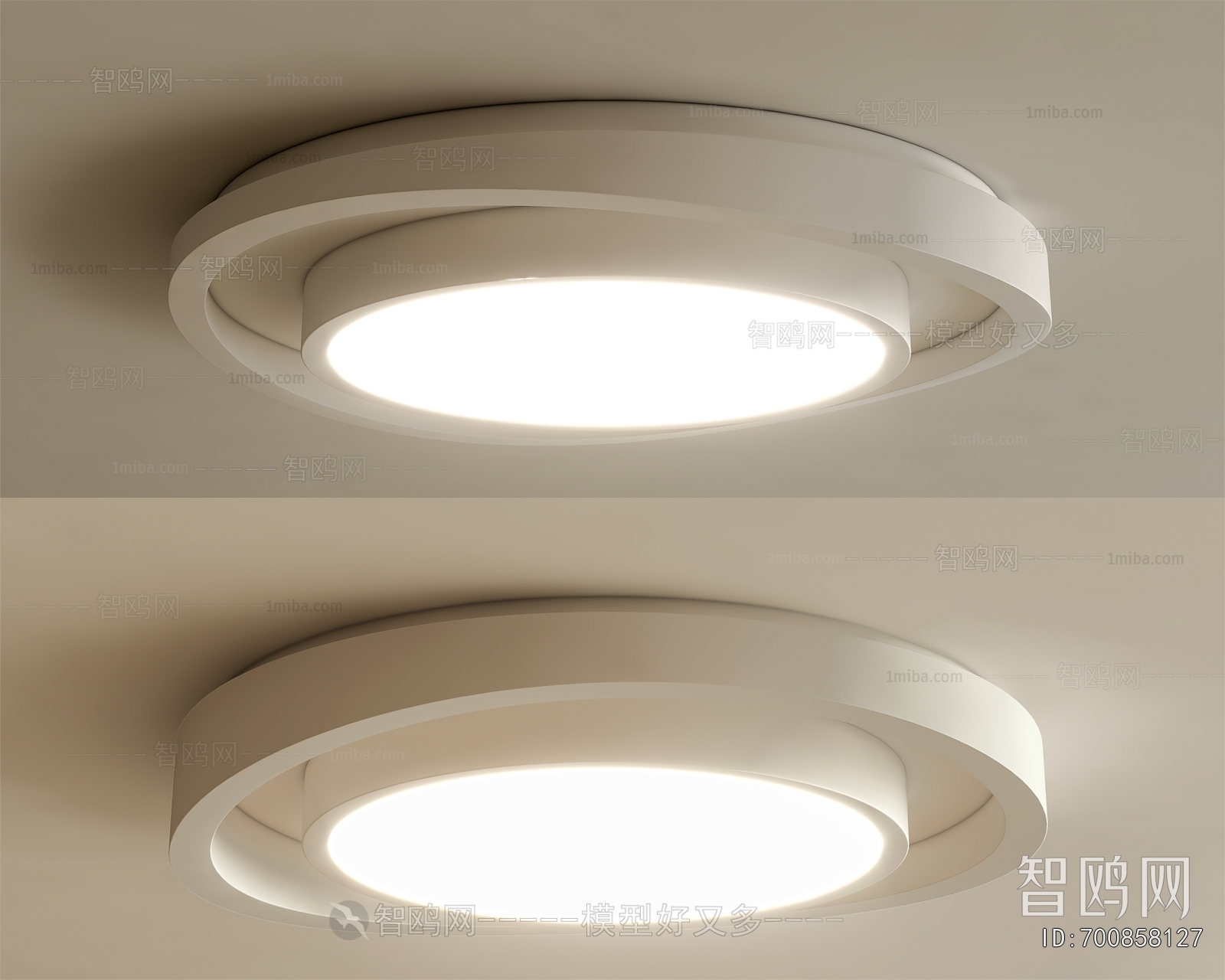 现代奶油风圆形吸顶灯组合