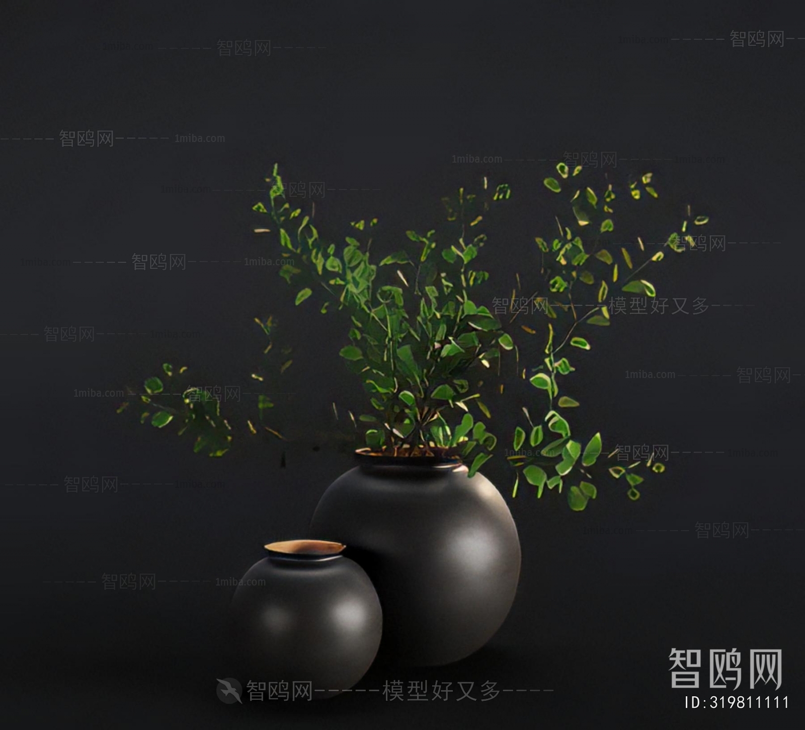 Modern Potted Green Plant