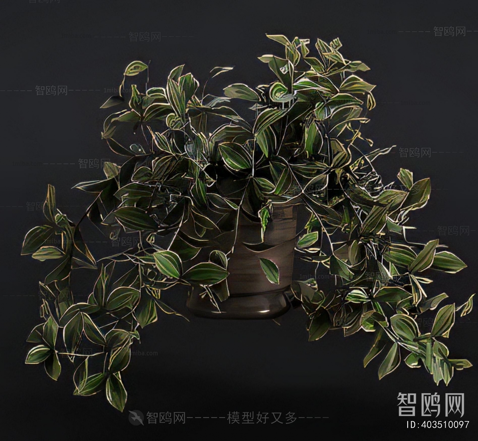 Modern Potted Green Plant