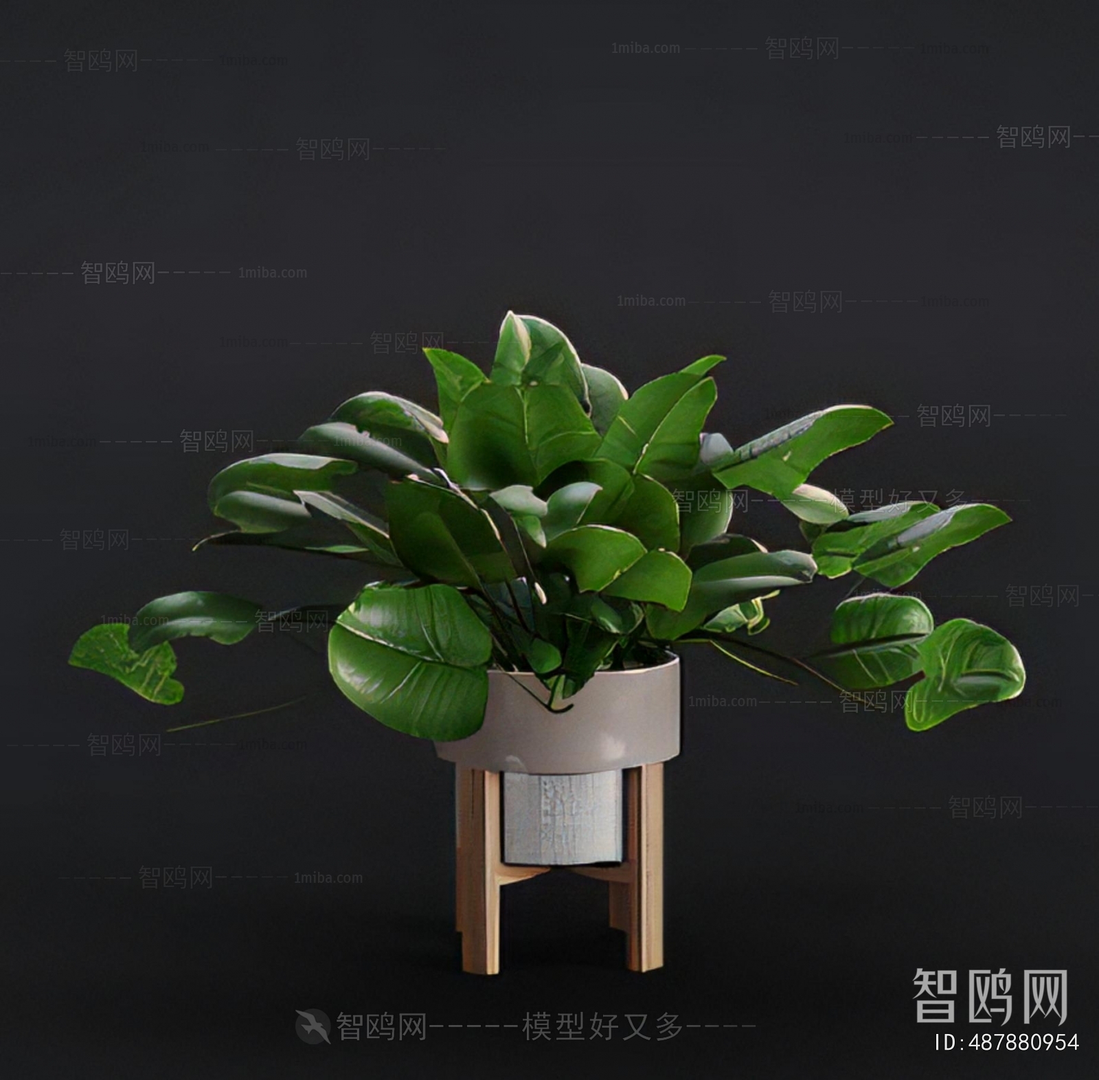 Modern Potted Green Plant