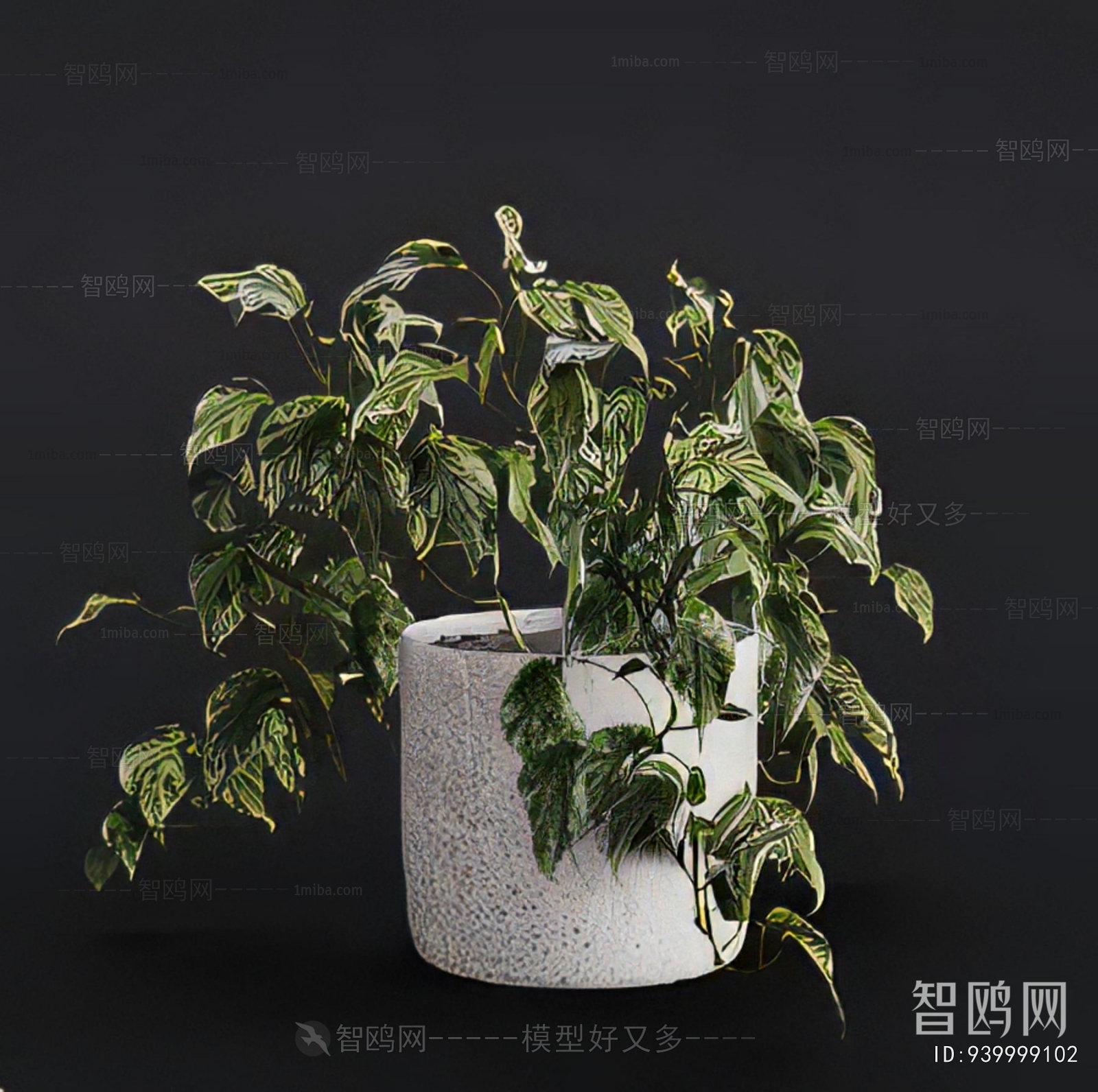 Modern Potted Green Plant