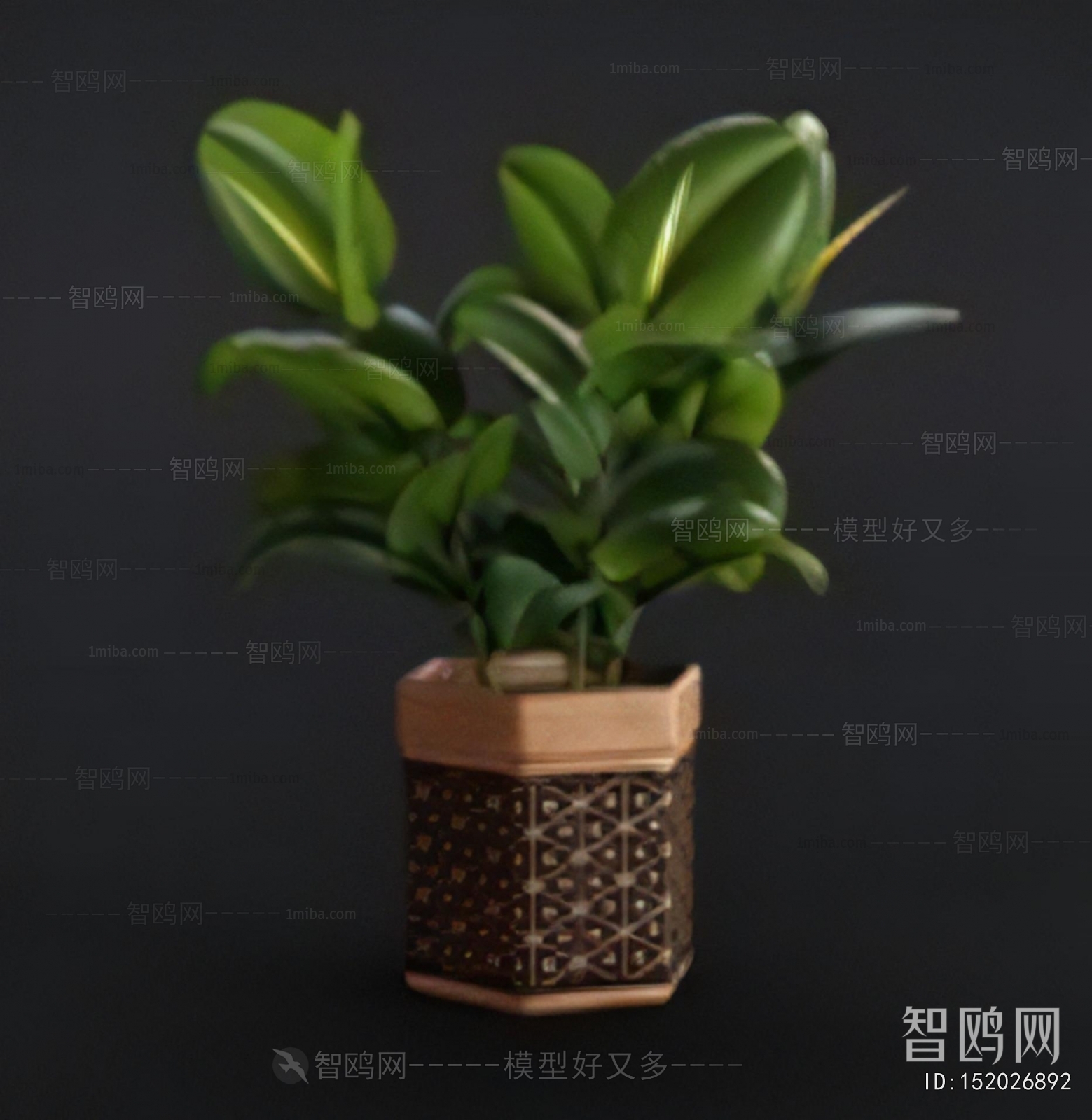 Modern Potted Green Plant