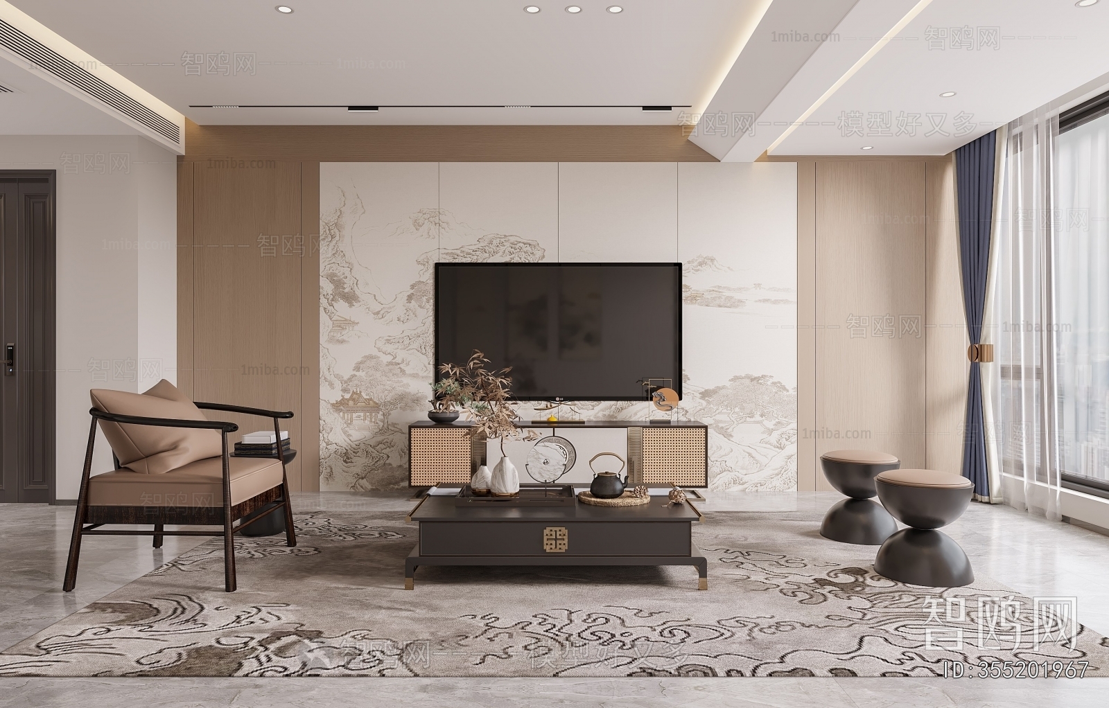 New Chinese Style A Living Room