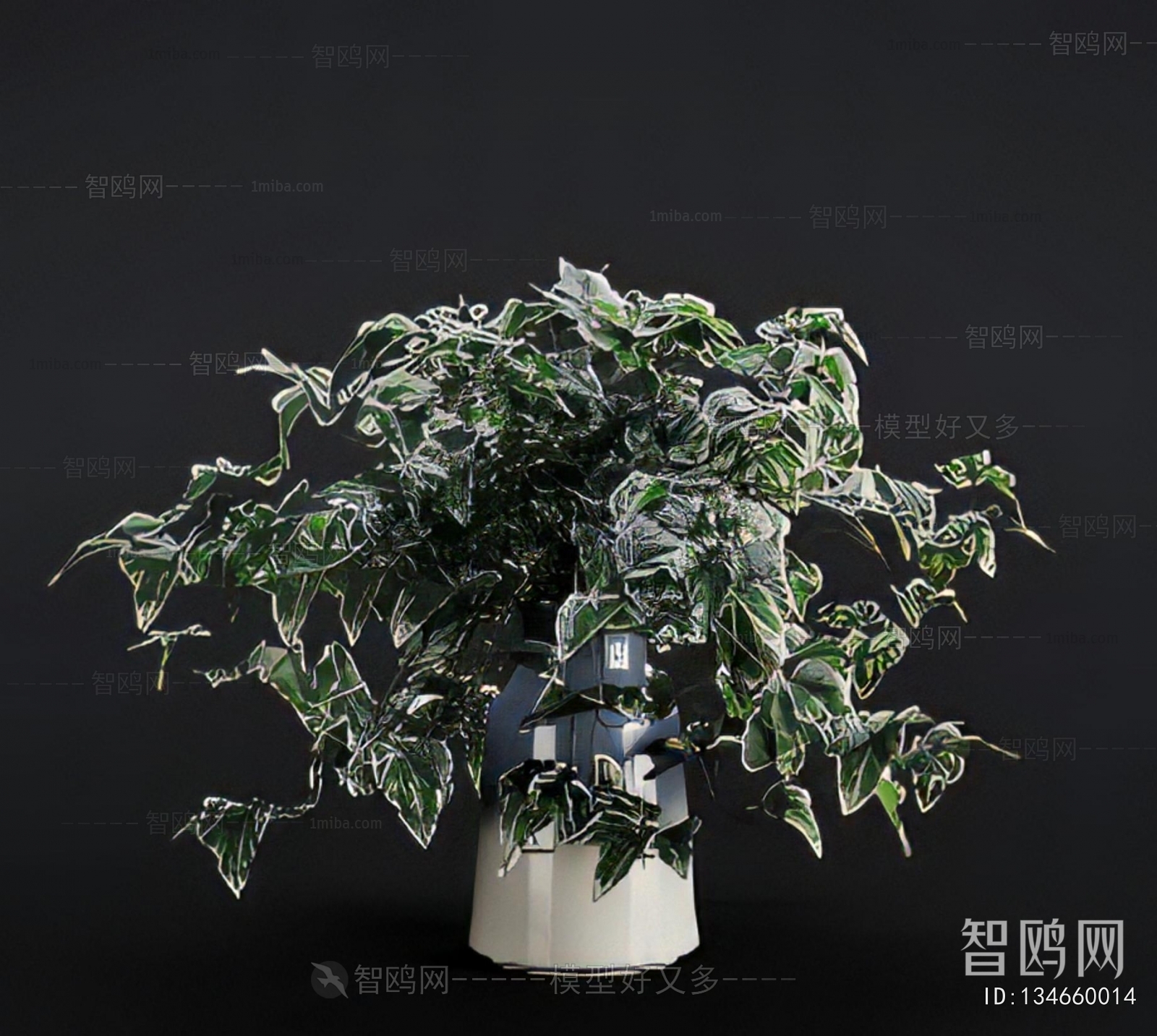 Modern Potted Green Plant