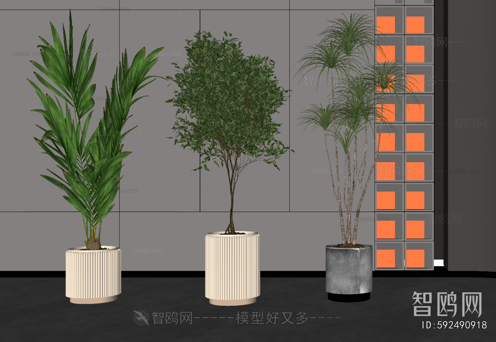 现代落地绿植盆栽组合