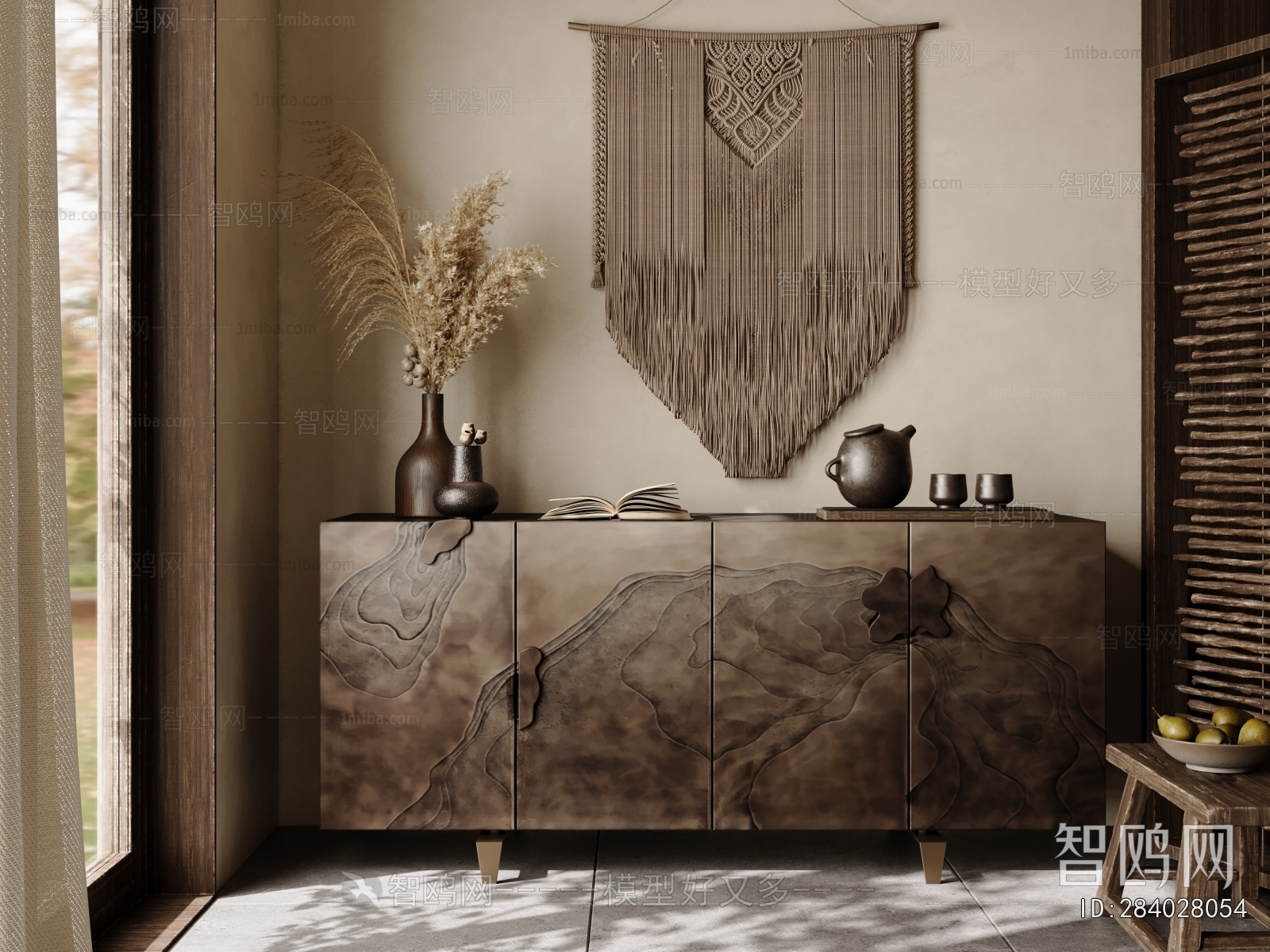 Wabi-sabi Style Side Cabinet