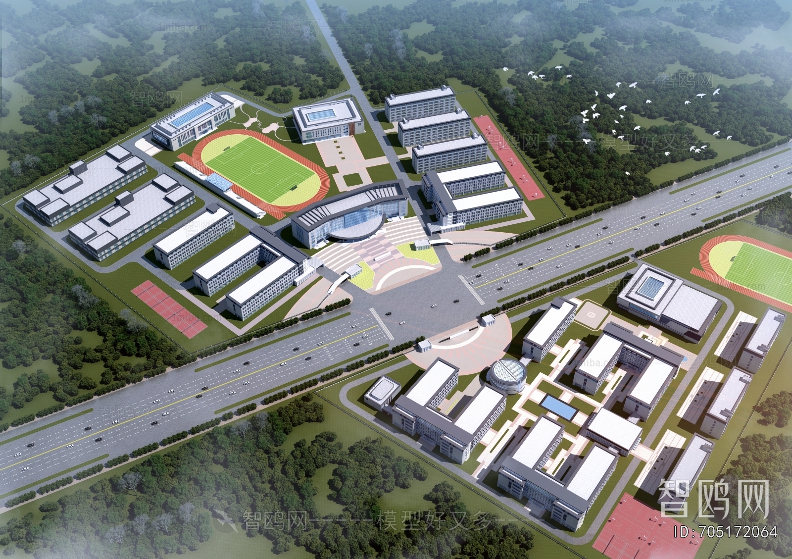 Modern Architectural Bird's-eye View Planning