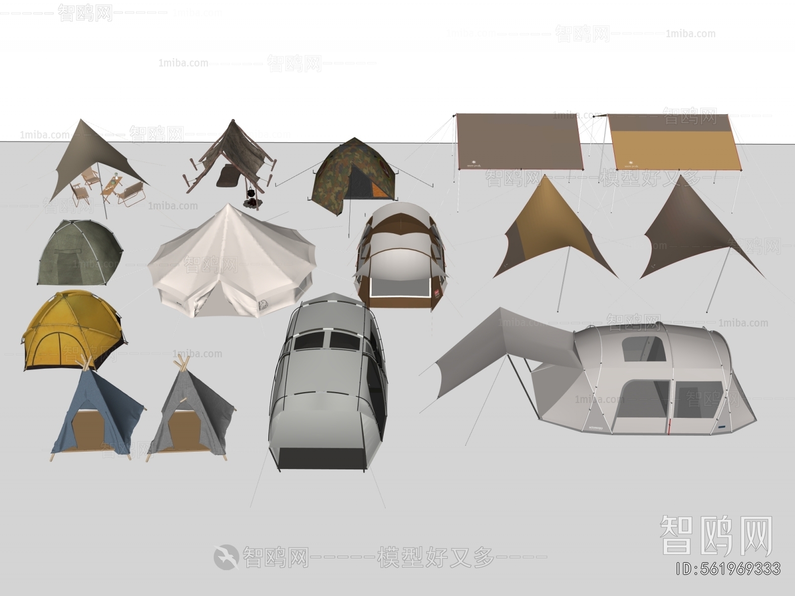 现代露营帐篷组合