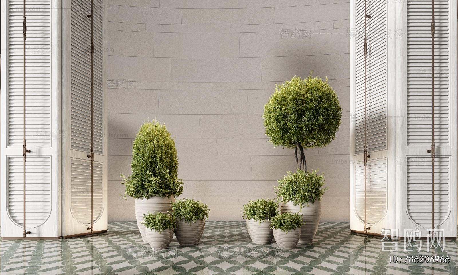 Modern Ground Green Plant Potted Plants