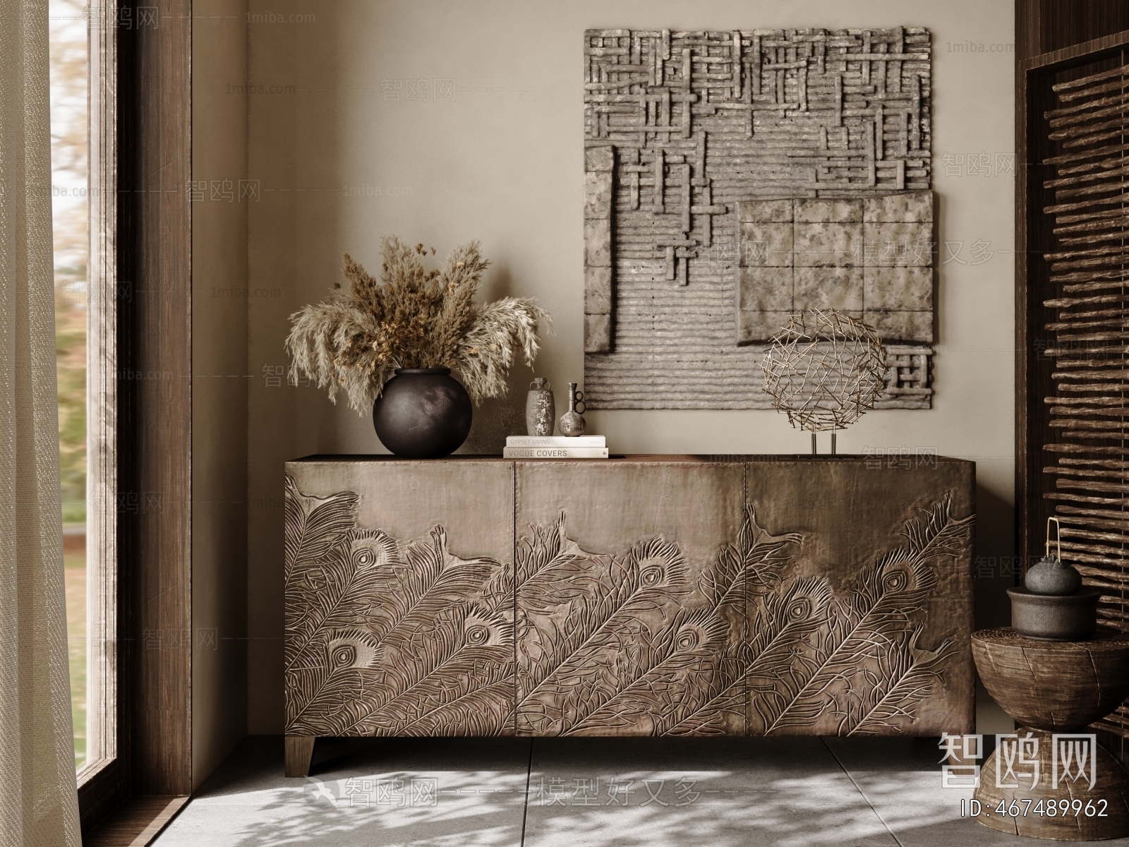 Wabi-sabi Style Side Cabinet