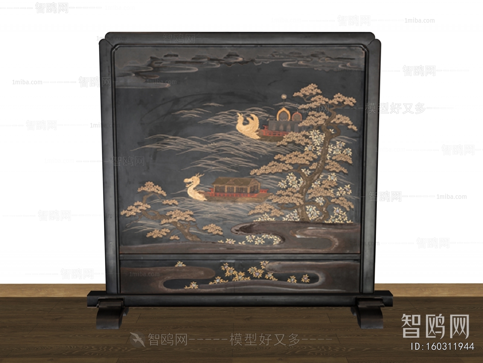 Chinese Style Wooden Screen Partition