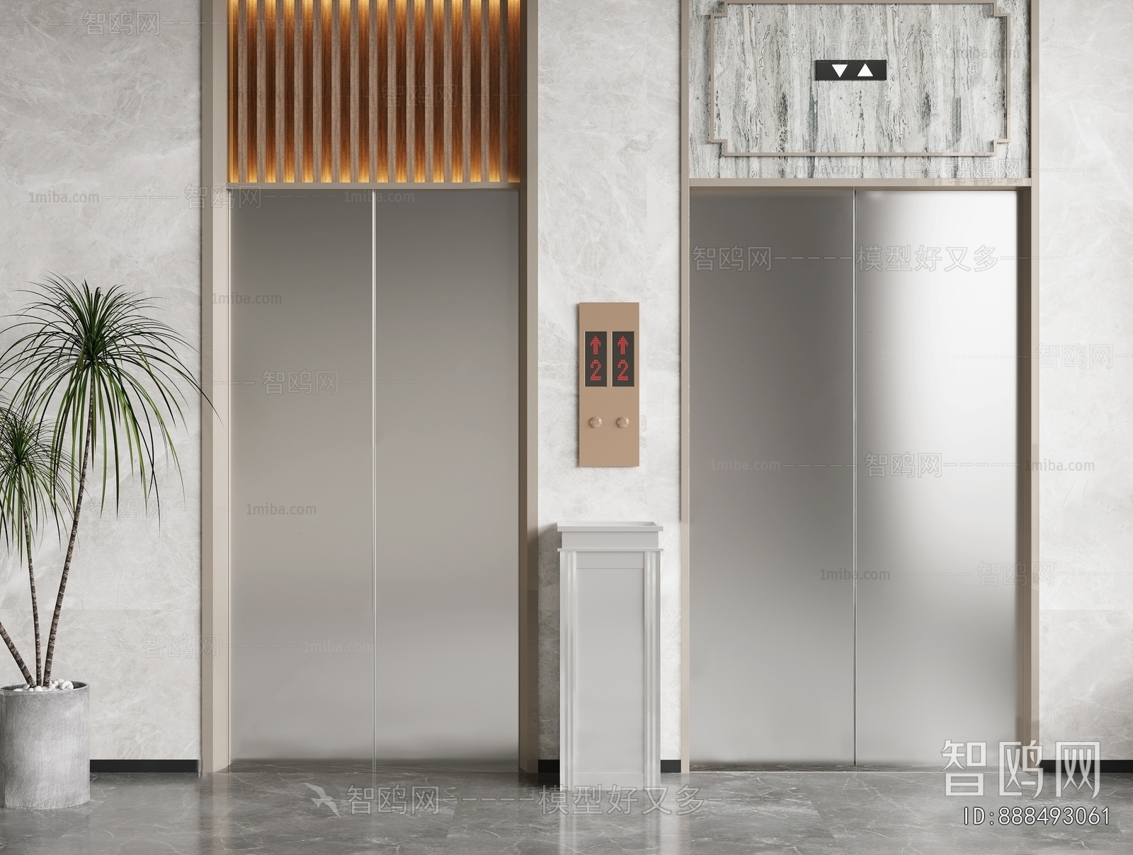 Modern Office Elevator Hall
