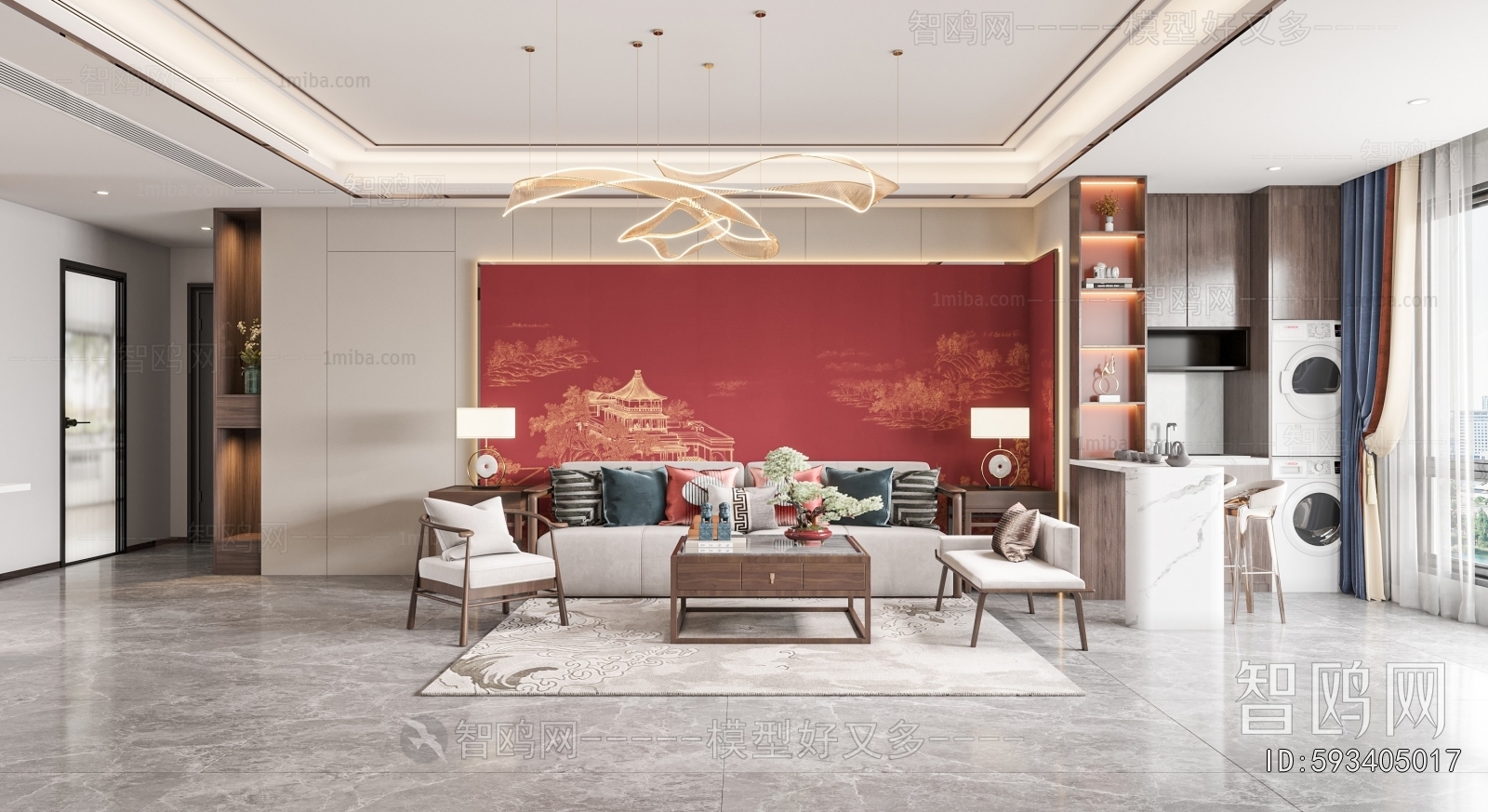 New Chinese Style A Living Room