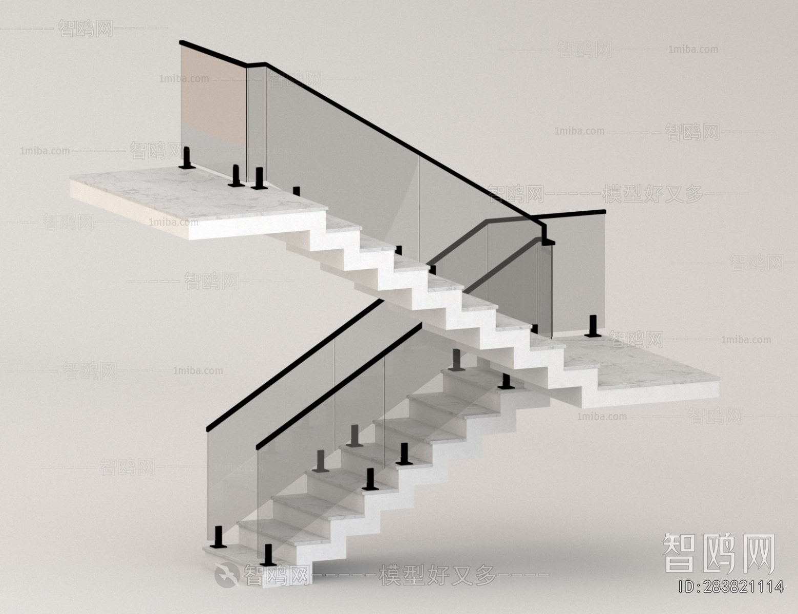 现代玻璃扶手楼梯