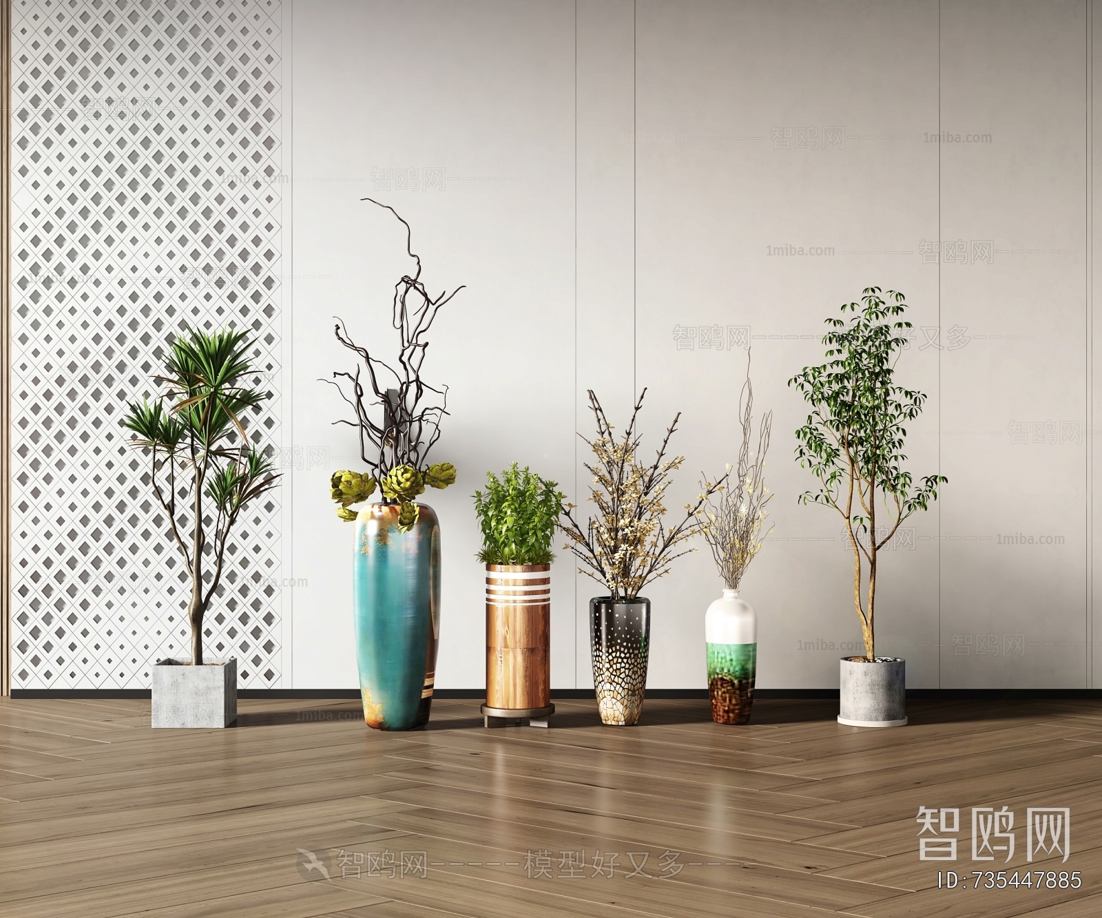 Modern Ground Green Plant Potted Plants
