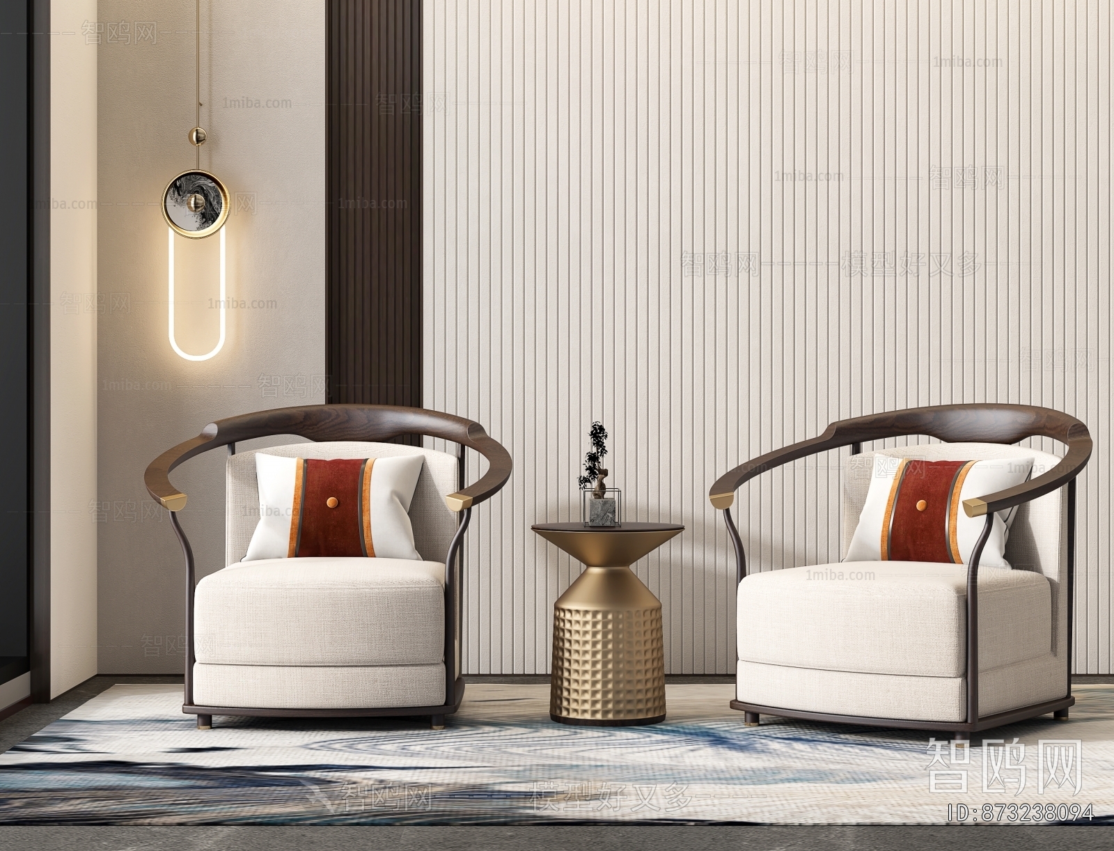 New Chinese Style Single Sofa