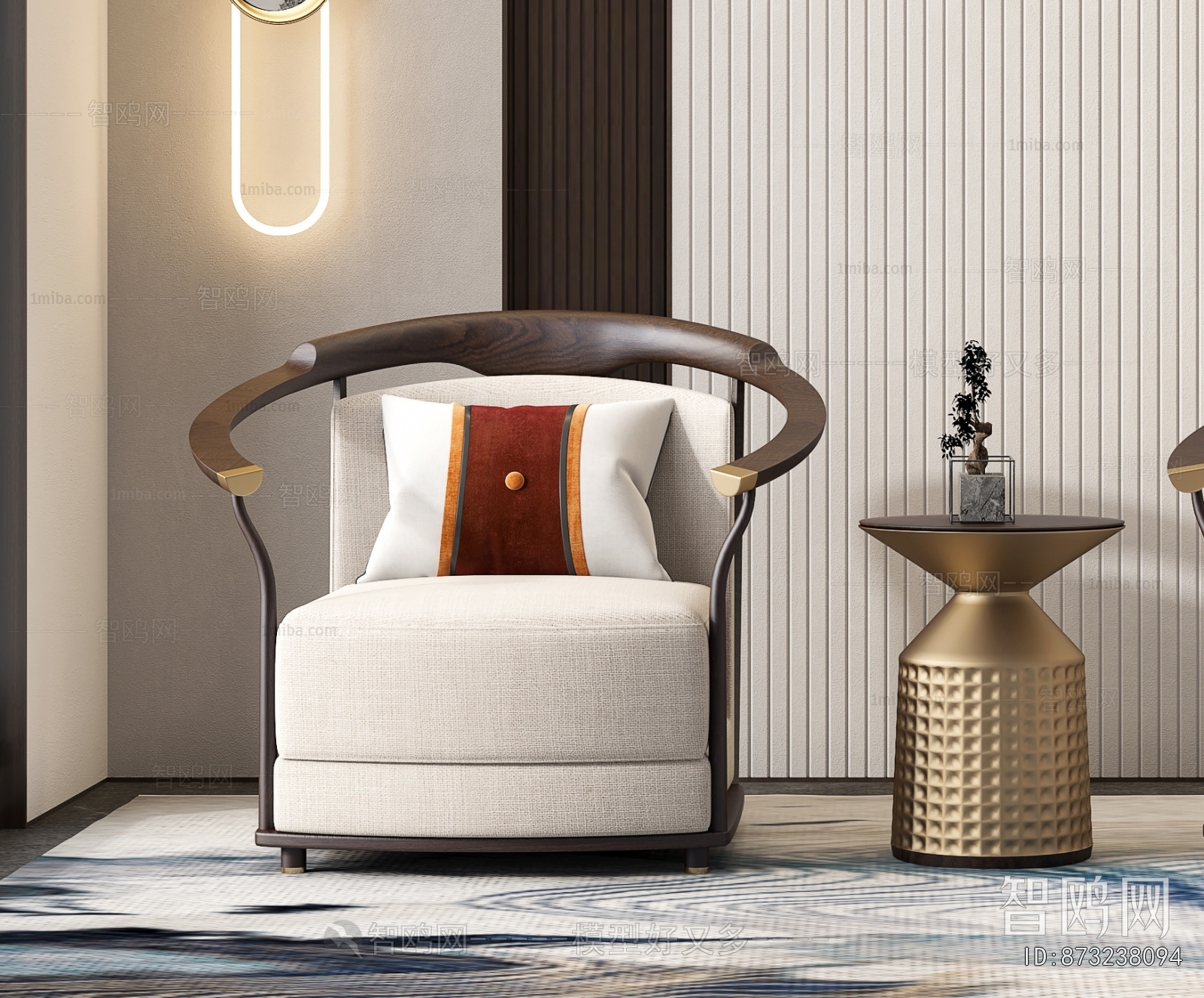 New Chinese Style Single Sofa