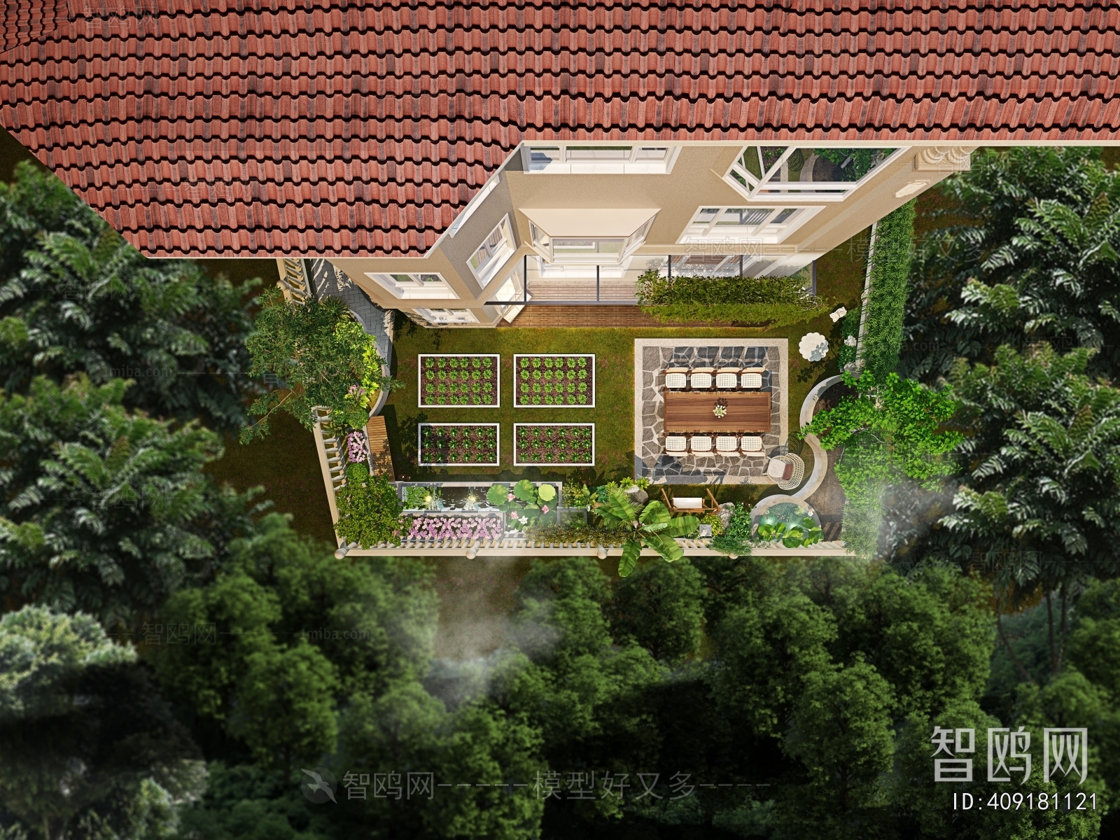 Simple European Style Courtyard/landscape